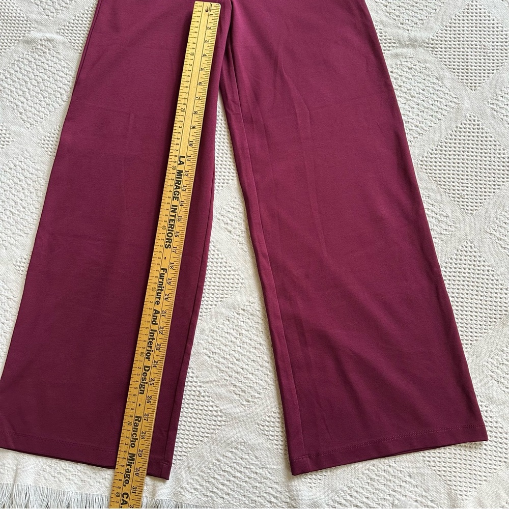 Dear Scarlett Magic High Waist Wide Leg Wine Pants-S-Business Chic Office Siren - Picture 7 of 9